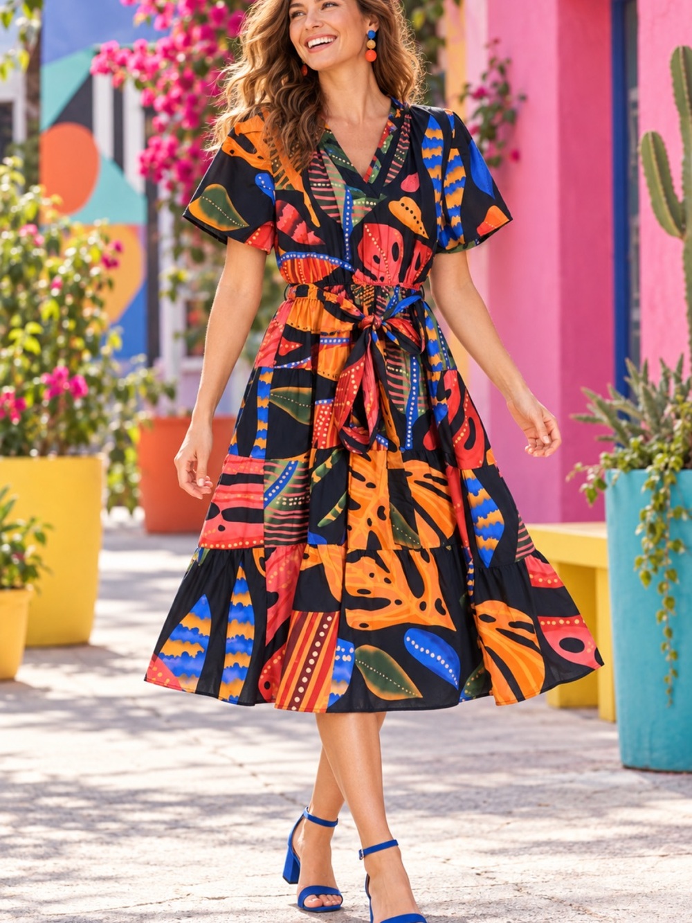 Maude Vivante Molly Black Forest Cotton Poplin Belted Dress